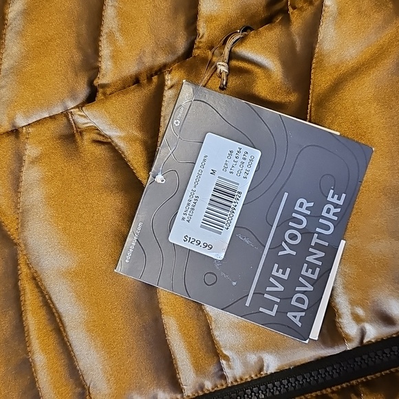 Bronze Gold Puffer Vest w/Gorgeous Faux Fur Hood NWT Eddie Bauer - Picture 2 of 4